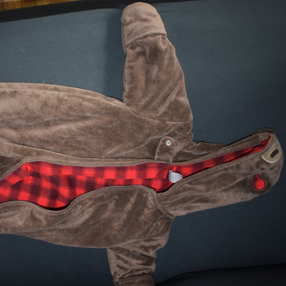 Brown plaid sherpa teddy bear bodysuit